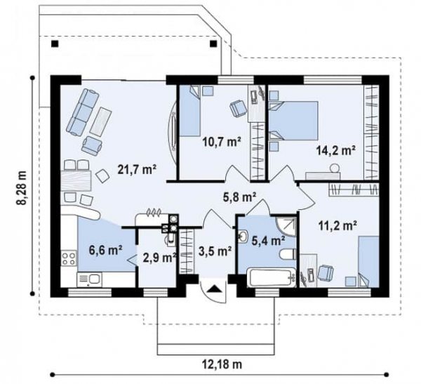 Проекты домов из арболита, домокомплекты до 150 кв м